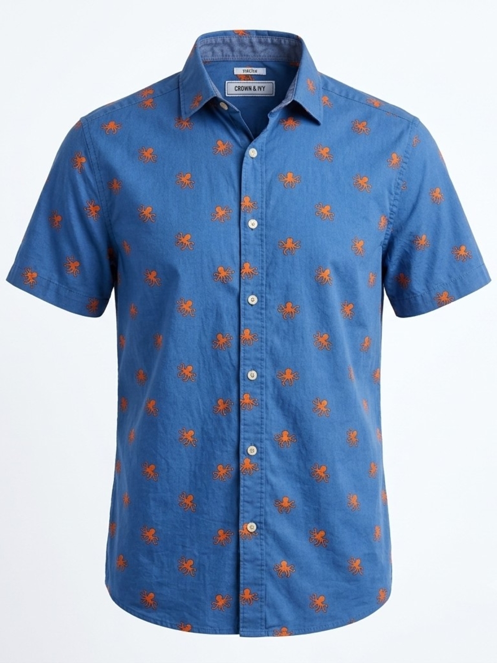 Crown & Ivy Large Men's Blue Short Sleeve Button Down Shirt (No size tag)
